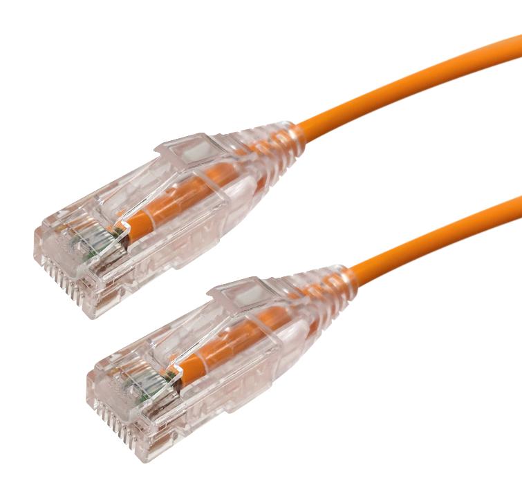 Orange Cat6 Ethernet patch lead with RJ45 connectors